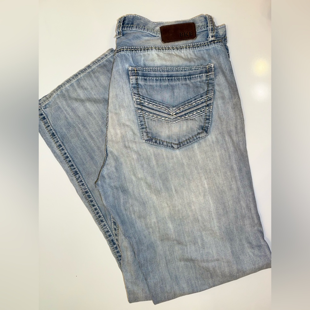 BKE MEN’S LIGHT BLUE STRAIGHT JEANS SZ 36R